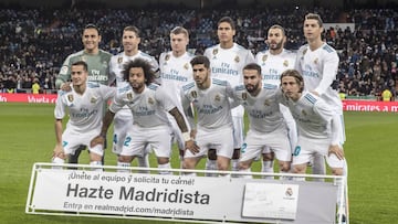Once del Real Madrid ante la Real Sociedad.