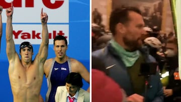 Klete Keller, junto a Michael Phelps en unos campeonatos de nataci&oacute;n y durante el asalto al Capitolio.