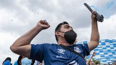 Afici&oacute;n del Puebla antes de un partido en el Cuauht&eacute;moc