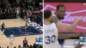 Los árbitros anulan un 3+1 a Durant: Curry responde con un triple y este polémico gesto