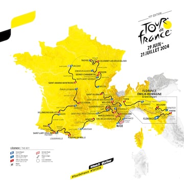 Recorrido completo del Tour de Francia 2024.
