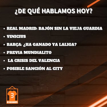 3 De Descuento, en directo: Última hora del Real Madrid, Vinicius, previa del Mundialito, crisis en el City...