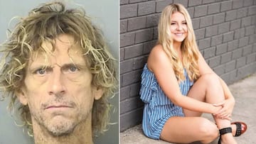 A la iqzuierda la cara de Michael Hutto, cofundador de Salt Life; a la derecha, Lora Grade Duncan, su novia de 18 asesinada por él.