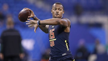 INDIANAPOLIS, IN - MARCH 04: Quarterback Deshaun Watson of Clemson throws during a passing drill on day four of the NFL Combine at Lucas Oil Stadium on March 4, 2017 in Indianapolis, Indiana.   Joe Robbins/Getty Images/AFP
 == FOR NEWSPAPERS, INTERNET, TELCOS &amp; TELEVISION USE ONLY ==