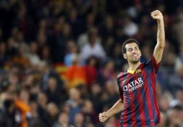 Busquets celebra el segundo gol de su equipo.