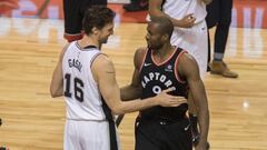 Pau Gasol saluda a Serge Ibaka.