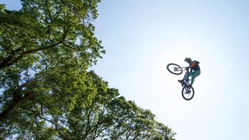 Kade Edwards racing at Red Bull Hardline in Wales on July 25, 2021. // SI202107250214 // Usage for editorial use only // 