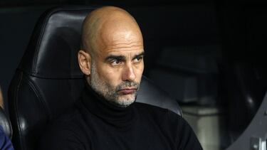 Pep Guardiola, antes del partido entre el Real Madrid y el Manchester City disputado el pasado día 4 de mayo.
