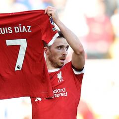 Diogo Jota y su dedicatoria de gol para Luis Díaz