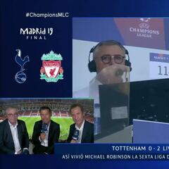 La emotiva reacción en directo de Michael Robinson a los goles de su Liverpool