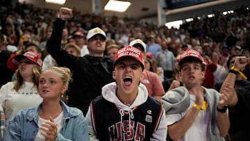 A man wearing a cap that reads "Make America Great Again" reacts at a Turning Point USA event at Utah State University campus, in Logan, Utah, U.S., September 30, 2025. REUTERS/Cheney Orr