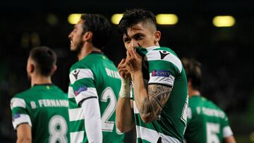 Soccer Football - Europa League Round of 16 First Leg - Sporting CP vs Viktoria Plzen - Estadio Jose Alvalade, Lisbon, Portugal - March 8, 2018   Sporting&rsquo;s Fredy Montero celebrates scoring their second goal    REUTERS/Rafael Marchante