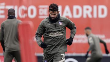 Diego Costa, en el entrenamiento de esta ma&ntilde;ana del Atl&eacute;tico.