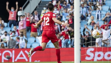 Rafa Mir celebra el gol anotado en Balaídos.