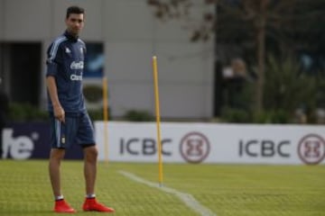 Primer plano del entrenamiento de la Selección Argentina