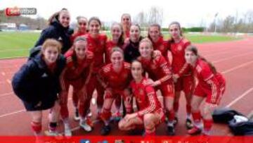 Las Sub-19, tras golear este jueves a Irlanda del Norte.