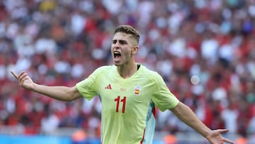 MARSELLA, 05/08/2024.- El centrocampista español Fermín López durante el partido de semifinal de Fútbol, entre España y Marruecos, en el marco de los Juegos Olímpicos París 2024, este lunes, en Marsella, Francia. EFE/Kiko Huesca