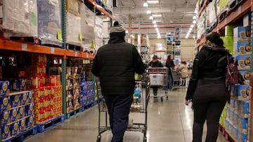 FILE PHOTO: People shop at a Costco store in the Staten Island borough of New York City, U.S., January 16, 2026. REUTERS/Brendan McDermid/File Photo