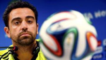 Xavi Hernández, en una rueda de prensa en Brasil.