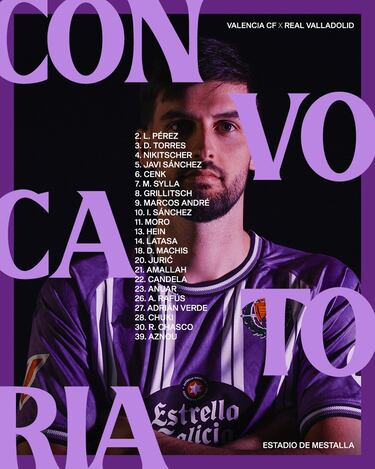 El Pucela viaja a Mestalla con las bajas de Aidoo, Mario y Comert