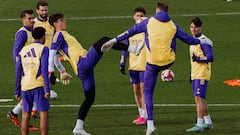Kepa, durante un entrenamiento con el Real Madrid.