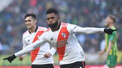 MAR DEL PLATA, ARGENTINA - JULY 24: Miguel Borja of River Plate celebrates after scoring the third goal of his team during a match between Aldosivi and River Plate as part of Liga Profesional 2022 at Estadio Jose Maria Minella on July 24, 2022 in Mar del Plata, Argentina. (Photo by Rodrigo Valle/Getty Images)