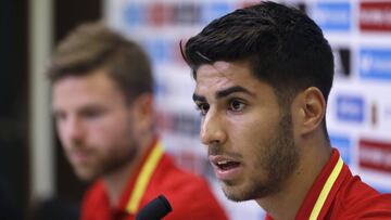 GRA269. MADRID, 08/06/2017.- El centrocampista de la selección española Marco Asensio, durante la rueda de prensa ofrecida hoy tras el partido amistoso disputado ayer frente a Colombia en Murcia, cuyo resultado fue 2-2. EFE/Emilio Naranjo