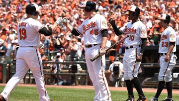 La enorme pegada de los Baltimore Orioles está bien representada en las figuras de Chris Davis, Mark Trumbo y Adam Jones.