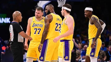 The Los Angeles Lakers superstar defended teammate Luka Doncic after he was ejected for a technical foul against the Oklahoma City Thunder.
