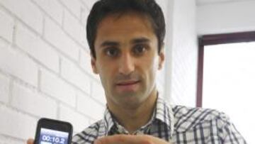 Jonas, ayer con el cronómetro.