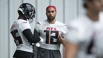 J.J. Arcega-Whiteside entrena con los Atlanta Falcons.