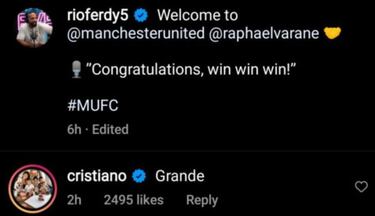 Cristiano reacciona al fichaje de Varane por el United
