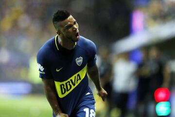 Buenos Aires, 11 Febrero 2018 Argentina
SUPERLIGA
Boca vs Temperley en el Estadio La Bombonera.
Festejo de Gol  Frank Fabra de Boca Juniors
Foto Ortiz Gustavo