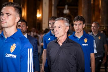 Fran Escribá, durante la ofrenda a la Virgen del Pilar.