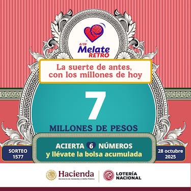 Resultados Melate Retro 1577: premios y números que cayeron hoy 28 de octubre de 2025