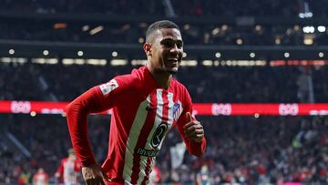 Soccer Football - LaLiga - Atletico Madrid v Valencia - Metropolitano, Madrid, Spain - January 28, 2024 Atletico Madrid's Samuel Lino celebrates scoring their first goal REUTERS/Isabel Infantes