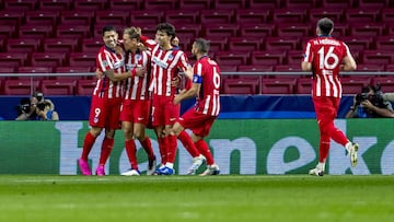 El Atl&eacute;tico celebrando un gol contra el Salzburgo