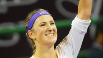 Azarenka celebra su triunfo ante Radwanska.