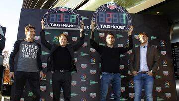 Salinas, Mendieta, Sanz y Morientes, en el acto de TAG Heuer.
