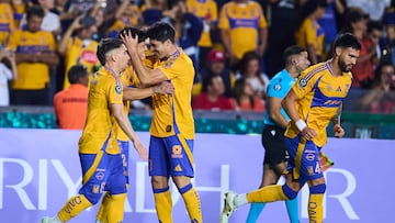 during the Quarter Finals second leg match between Tigres UANL and Los Angeles Galaxy as part of the CONCACAF Champions Cup 2025, at Universitario Stadium on April 08, 2025 in Monterrey, Nuevo Leon, Mexico.