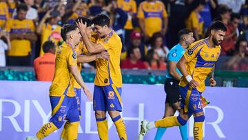 during the Quarter Finals second leg match between Tigres UANL and Los Angeles Galaxy as part of the CONCACAF Champions Cup 2025, at Universitario Stadium on April 08, 2025 in Monterrey, Nuevo Leon, Mexico.