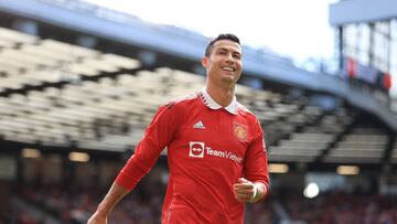 MANCHESTER, ENGLAND - JULY 31: Cristiano Ronaldo of Manchester United smiles during the Pre-Season Friendly match between Manchester United and Rayo Vallecano at Old Trafford on July 31, 2022 in Manchester, England. (Photo by Simon Stacpoole/Offside/Offside via Getty Images)