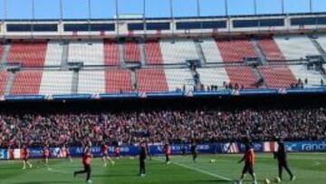 Los jugadores del Atl&eacute;tico, durante el entrenamiento. | 