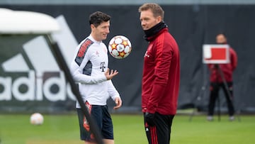 Lewandowski y Nagelsmann, t&eacute;cnico del Bayern. 