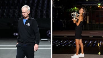 El extenista estadounidense John McEnroe y la tenista británica y campeona del US Open 2021 Emma Raducanu.