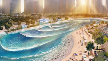 La piscina de olas artificiales con tecnología Endless Surf que tendrá París dentro del macrocomplejo La Vague Grand Paris.