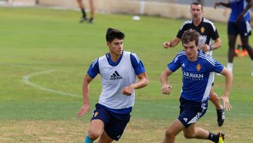 Jaume Grau, junto a Francho, en un entrenamiento.