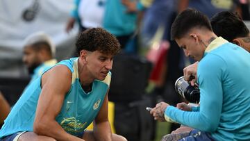Igor Lichnovsky and Brian Rodriguez during the training session America team prior to game Los Angeles FC as part of Play-In to 2026 FIFA Club World Cup, at BMO Stadium on May 30, 2025 in Los Angeles, California, United States.