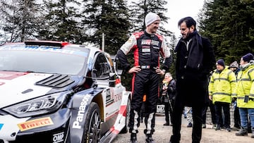 Rally Monte-Carlo Winner Sebastien Ogier & FIA President Mohammed Ben Sulayem seen at the Finish of Rally Monte-Carlo in Monte Carlo, Monaco on January 22, 2023 // @World / Red Bull Content Pool // SI202301220211 // Usage for editorial use only //