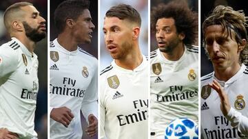 Karim Benzema, Raphael Varane, Sergio Ramos, Marcelo y Luca Modric.